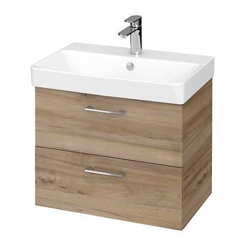 Dulap baie suspendat pentru lavoar Cersanit Lara, 60 cm, nuc, doua sertare