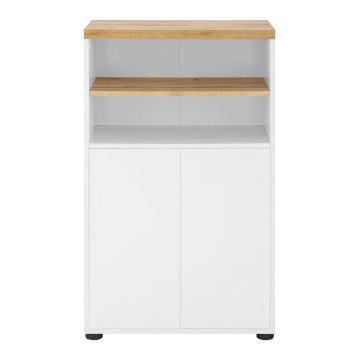 Dulap de baie alb înalt cu aspect de lemn de stejar 60x102 cm Thessa – Støraa