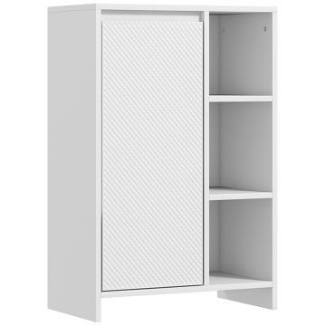 HOMCOM Dulăpior de Baie cu 3 Rafturi Deschise, un Dulăpior cu o Ușă și Raft Interior Reglabil, 53x30x80 cm, Alb | Aosom Romania