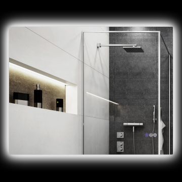 HOMCOM Oglindă de Baie LED cu Ramă, Anti-Abur, 3 Temperaturi de Culoare și Memorie, 80x60x4 cm, Transparent | Aosom Romania HOMCOM Oglindă de Baie LED cu Ramă, Anti-Abur, 3 Temperaturi de Culoare și Memorie, 80x60x4 cm, Transparent | Aosom Romania