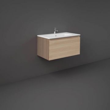 Mobilier pentru lavoar Rak, Joy-Uno 80 cm, suspendat, 1 sertar, stejar