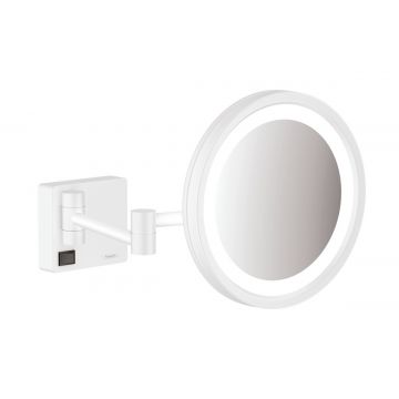 Oglinda cosmetica cu brat Hansgrohe Logis AddStoris x3 16cm iluminat LED alb mat Oglinda cosmetica cu brat Hansgrohe Logis AddStoris x3 16cm iluminat LED alb mat