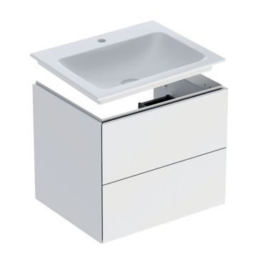 Set mobilier Geberit ONE cu 2 sertare 60cm alb mat si lavoar slim fara preaplin KeraTect
