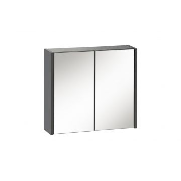 Dulap baie suspendat cu 2 usi si oglinda, Ibiza Antracit, l60xA16xH55 cm
