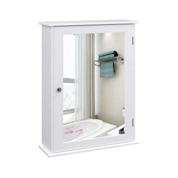 Dulap cu oglinda Vasagle, MDF, 41x14x60 cm, alb - VASAGLE, Alb