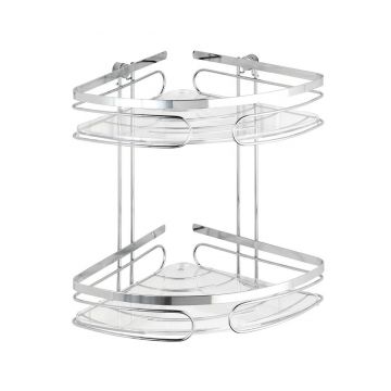 Etajera de colt pentru baie Wenko, Premium Two Corner, inox, 27x19x28 cm - Wenko