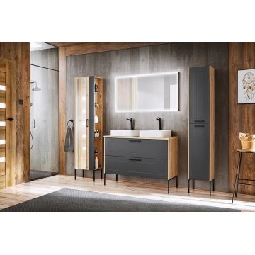 Set Mobilier pentru baie, 6 piese, Madera Grafit / Stejar