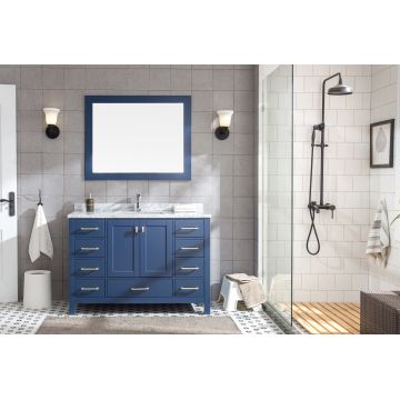 Set mobilier pentru baie din lemn, Rustica Albastru 122 cm, 3 piese