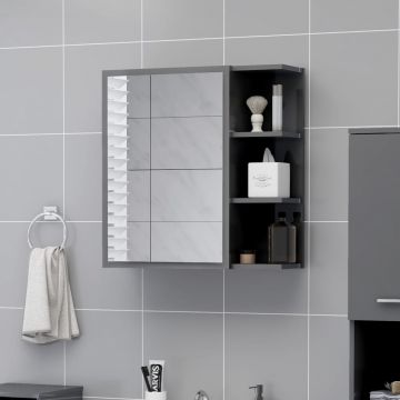 vidaXL Dulap de baie cu oglindă, gri extralucios, 62,5x20,5x64 cm, PAL