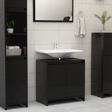vidaXL Dulap de baie, negru extralucios, 60 x 33 x 61 cm, PAL