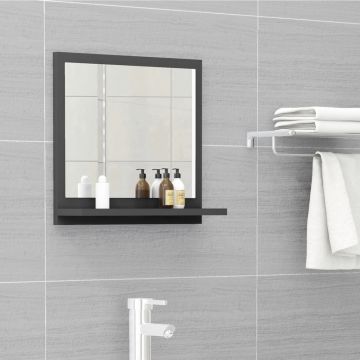 vidaXL Oglindă de baie, gri, 40 x 10,5 x 37 cm, PAL