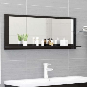 vidaXL Oglindă de baie, negru extralucios, 100 x 10,5 x 37 cm, PAL
