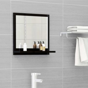 vidaXL Oglindă de baie, negru extralucios, 40 x 10,5 x 37 cm, PAL