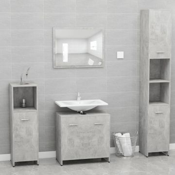 vidaXL Set de mobilier de baie, gri beton, lemn prelucrat