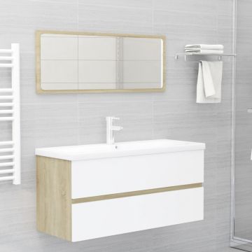 vidaXL Set mobilier baie, 2 piese, alb și stejar Sonoma, PAL vidaXL Set mobilier baie, 2 piese, alb și stejar Sonoma, PAL