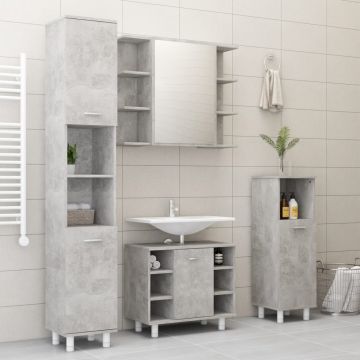 vidaXL Set mobilier baie, 4 piece, gri beton, PAL