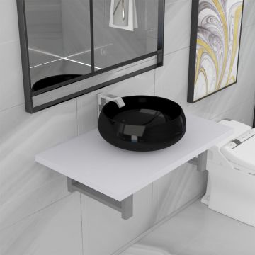 vidaXL Set mobilier de baie, 2 piese, alb, ceramică