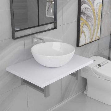 vidaXL Set mobilier de baie, 2 piese, alb, ceramică