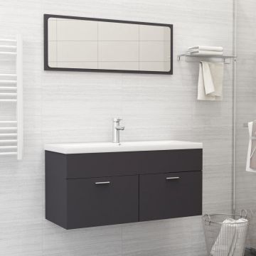 vidaXL Set mobilier de baie, 2 piese, gri, PAL vidaXL Set mobilier de baie, 2 piese, gri, PAL
