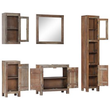 vidaXL Set mobilier de baie, 5 piese, lemn masiv de acacia