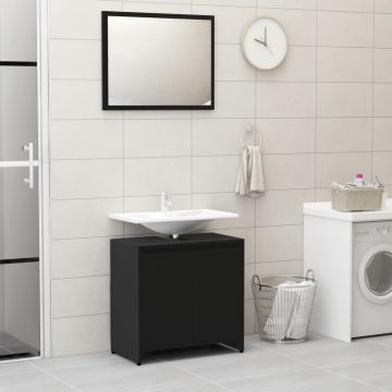 vidaXL Set mobilier de baie, negru, PAL