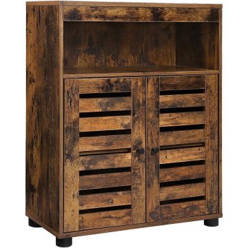 Dulap baie, Artool, pal, 3 rafturi, 2 usi, maro rustic, 60x30x80 cm