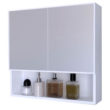 Dulap baie cu oglinda Zante pakoworld alb 70x17x70cm
