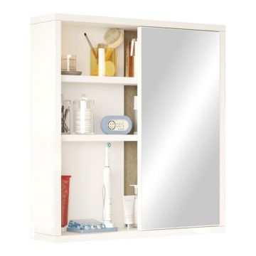 Dulap de baie Bagno cu oglindă în nuanță albă 60x14.5x63.6cm 15x60