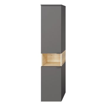Dulap de baie gri-în culoare naturală cu aspect de lemn de pin 142x30 cm Quickset 394 – Pelipal
