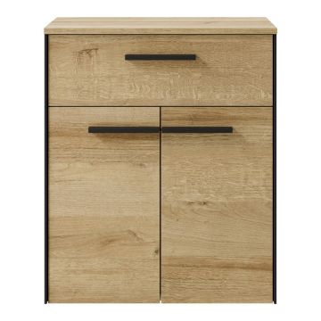 Dulap de baie în culoare naturală jos/suspendat cu aspect de lemn de stejar 72x60 cm Quickset 395 – Pelipal