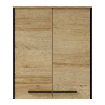 Dulap de baie în culoare naturală suspendat cu aspect de lemn de stejar 72x60 cm Quickset 395 – Pelipal