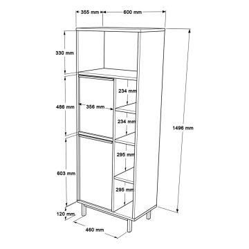 Dulap de baie, Locelso, On10C-W, 160x45.1x35.5 cm, PAL, Alb