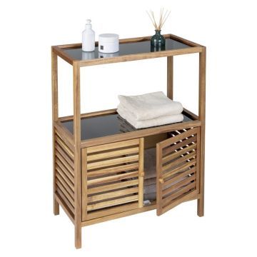 Dulap de baie negru/în culoare naturală jos din lemn de acacia 67,5x86 cm Fondi – Wenko