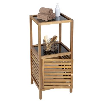Dulap de baie negru/în culoare naturală jos, îngust din lemn de acacia 39,5x86 cm Fondi – Wenko