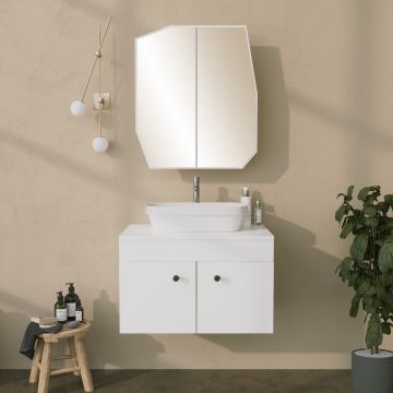Dulap de baie, Neostill, Quartz Cabinet, 12x45x50 cm, 100% CARTON DURO, Alb