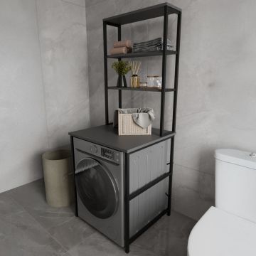 Dulap de spălătorie Kylie pakoworld, metal negru, culoare antracit, 60x60x180cm 60x60