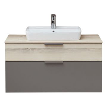 Dulap fără chiuvetă gri-în culoare naturală suspendat cu aspect de lemn de pin 53x101 cm Quickset 394 – Pelipal