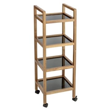 Etajeră de baie neagră/în culoare naturală din lemn de acacia 35x101,5 cm Fondi – Wenko
