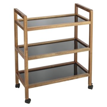 Etajeră de baie neagră/în culoare naturală din lemn de acacia 65x76,5 cm Fondi – Wenko