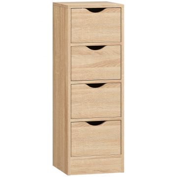 HOMCOM Dulap de Baie Compact cu 4 Sertare și Mânere Sculpatate, Stil Nordic | Aosom Romania