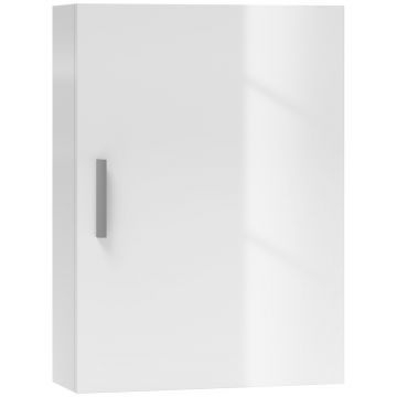 HOMCOM Dulap de Perete pentru Baie cu Rafturi Reglabile din Sticlă Securizată, 40x15x55 cm, Alb lucios | Aosom Romania