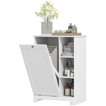 HOMCOM Dulap Modern pentru Rufe cu Coș Detașabil și  Compartimente de Depozitare, 60x38x86 cm, Alb | Aosom Romania