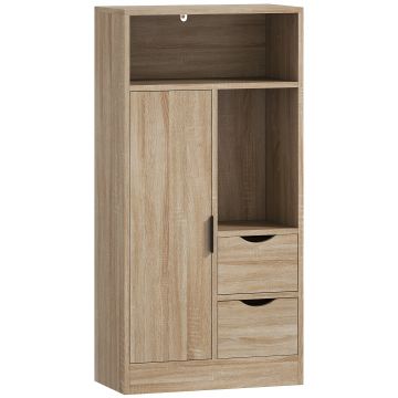 HOMCOM Dulăpior de Baie Salvaspațiu cu 2 Sertare, Rafturi și Dulăpior, Lemn | Aosom Romania