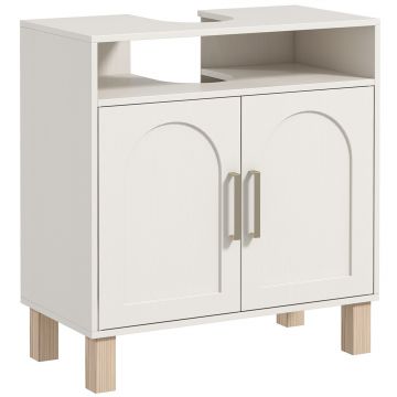 HOMCOM Mobilier baie sub chiuvetă mobilier sub chiuvetă dulap 2 uși cu raft reglabil 60 x 30 x 63 cm alb | Aosom Romania