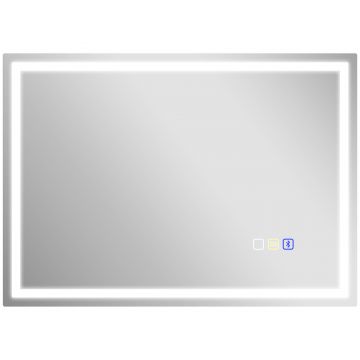 HOMCOM Oglindă Baie Antiaburire cu Lumină LED și Difuzor Bluetooth 50x70 cm | Aosom Romania