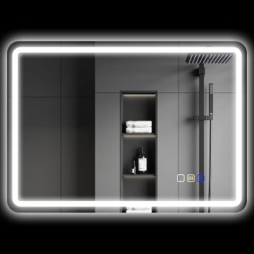 HOMCOM Oglinda de baie cu iluminare LED, pad anti-întunecare, 3 culori reglabile, culoare argintie | Aosom Romania