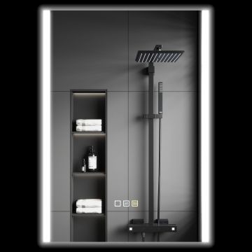HOMCOM Oglindă LED 50x70 Antiaburire Touch IP44 | Aosom Romania