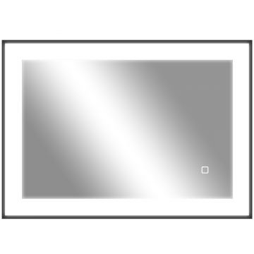 HOMCOM Oglinda LED pentru Baie cu 3 Temperaturi și Lumină cu Intensitate Reglabilă, 70x3x50 cm, Negru | Aosom Romania