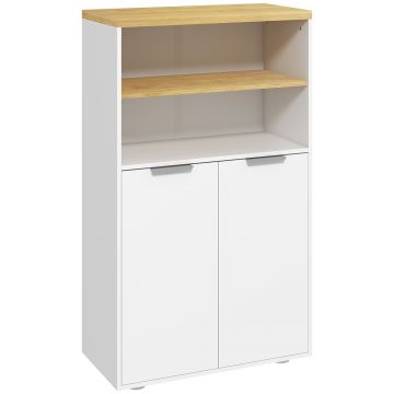 kleankin Mobilier de depozitare pentru baie cu 2 uși și 2 compartimente deschise dim.  60L x 30A x 102H cm, alb | Aosom Romania