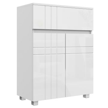 kleankin Mobilier de depozitare pentru baie pe picioare dulap 2 uși 1 sertar, raft reglabil, alb lacuit | Aosom Romania